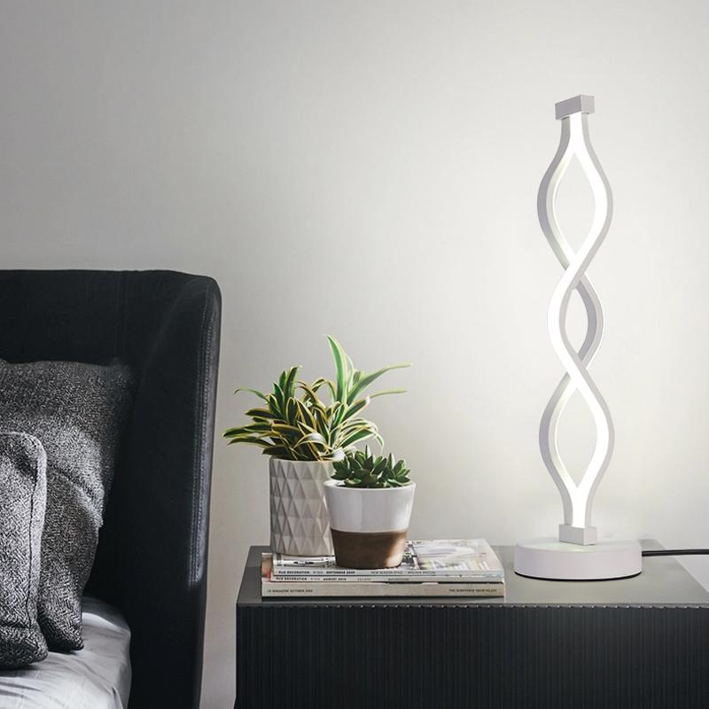Spiral LED Table Lamp Bedroom Bedside Lamp Small Night Light for Home Study Decor Desk Lamp EU/US/AU/UK Plug
