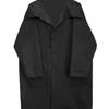 Spring Autumn Long Oversized Black Trench Coat with Hood  Windbreaker Jacket Dark Design Sense for Women