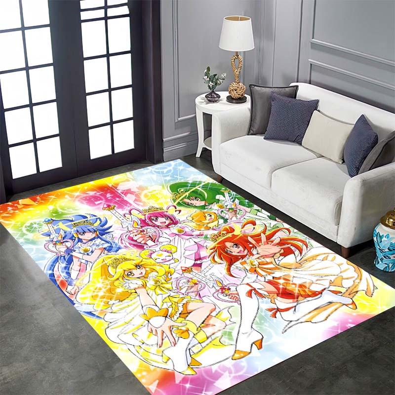 Pretty Cure Cartoon Rugs Are Suitable for Home Décor In Areas Such As Game Rooms, Bedrooms, Living Rooms, and Sofa Areas.