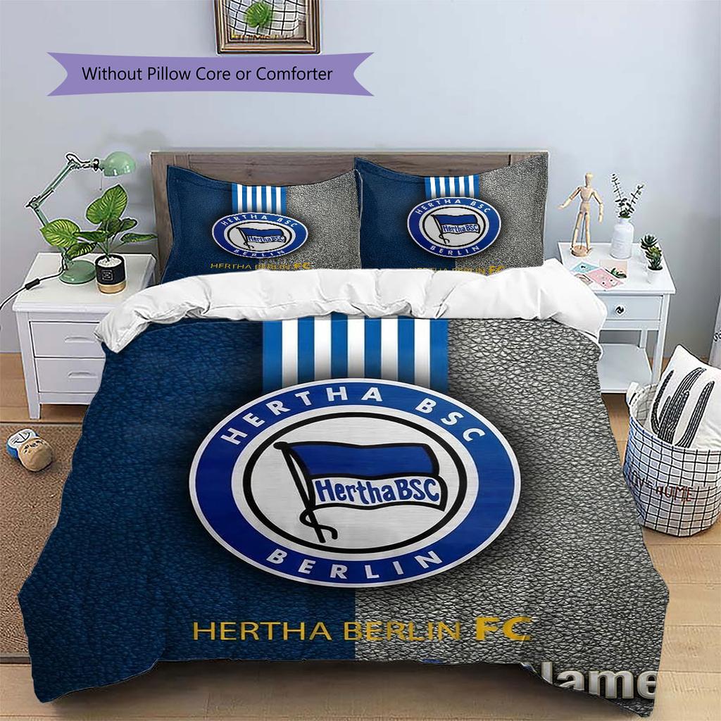 Hertha BSC Custom Name Pattern Bedding,Quilt Set Quilt Cover Pillowcase Home Birthday Gift(1 * Duvet Cover + 2 * Pillowcase, Without Core)