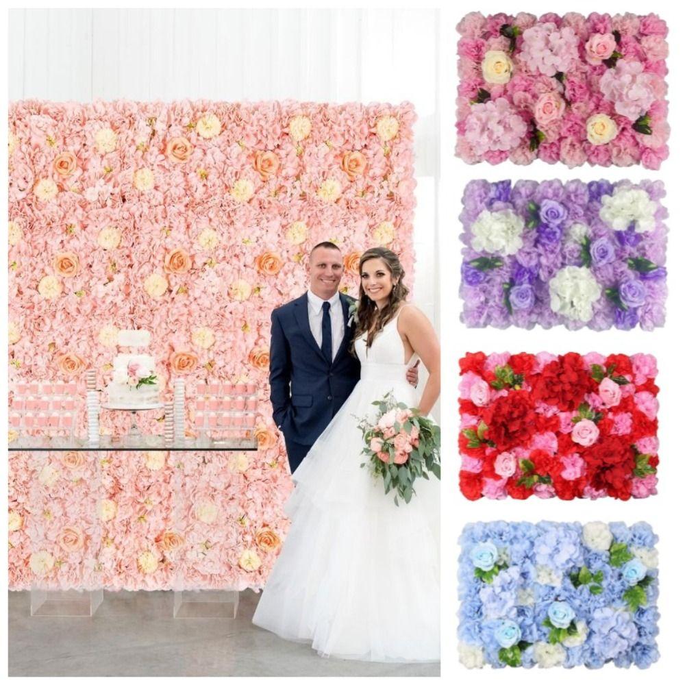 Handmade Artificial Flower Wall Panels Realistic Silk Rose Flower Wall  Stage Supplies