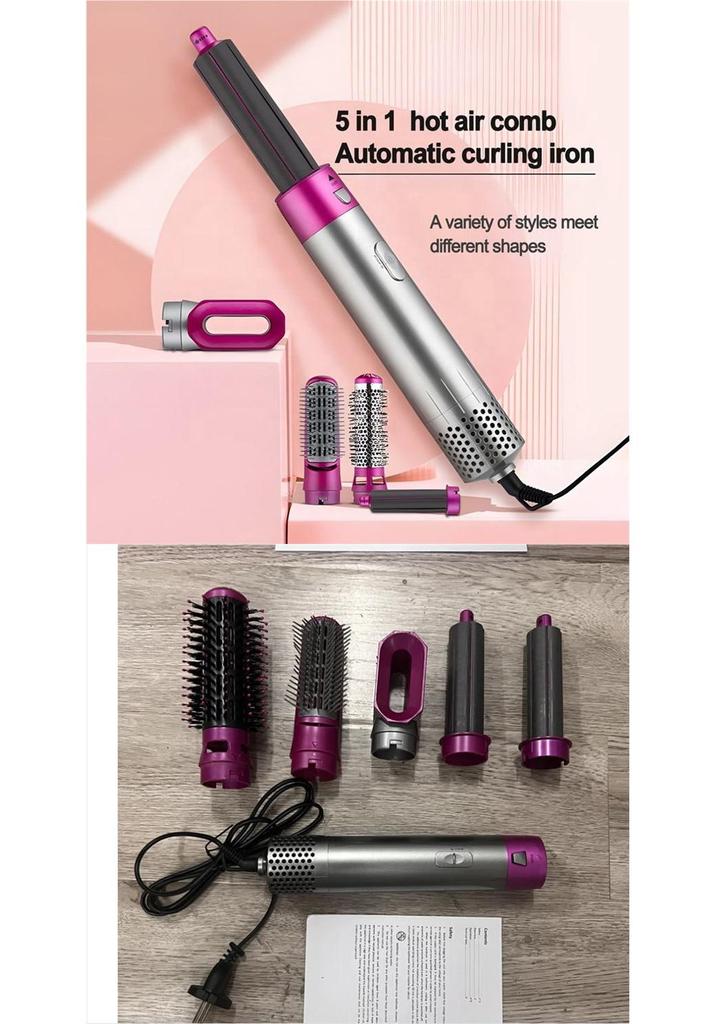 Portable 5-in-1 Hot Air Styling Comb & Hair Dryer