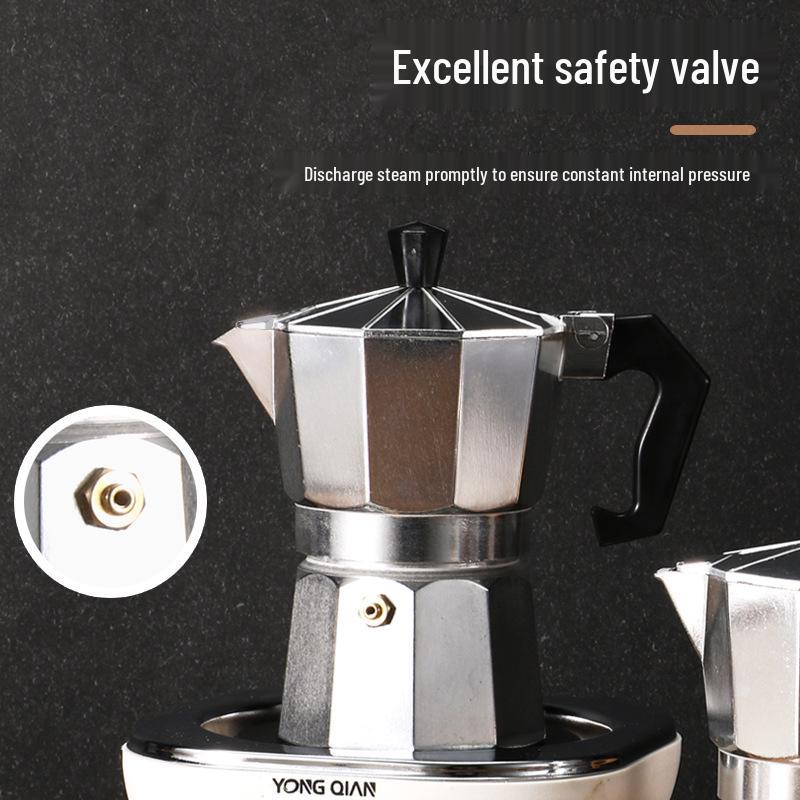 Octagonal Aluminum Moka Pot for Home, Office, or Outdoor Italian Espresso