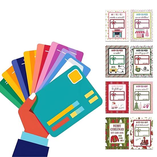 Christmas Gift Card Book 10-Sheet Book Holds 18 Cards Xmas Themed Gift Card Holder Holiday Gift for Older Kids Teens