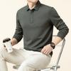 High-End Herren Langarm Jacquard Stoff T-Shirt mit Ananas Muster Locker Mittel Polohemd