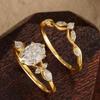 Verdrehte Diamant-Paarringe, Damen-Vollstein-Diamantring, Hochwertiger Mode-Ringschmuck
