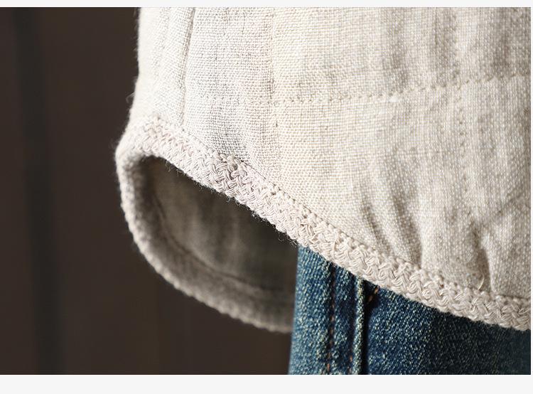 2025 Winter Quilted Retro Horn Button Cotton Linen Jacket