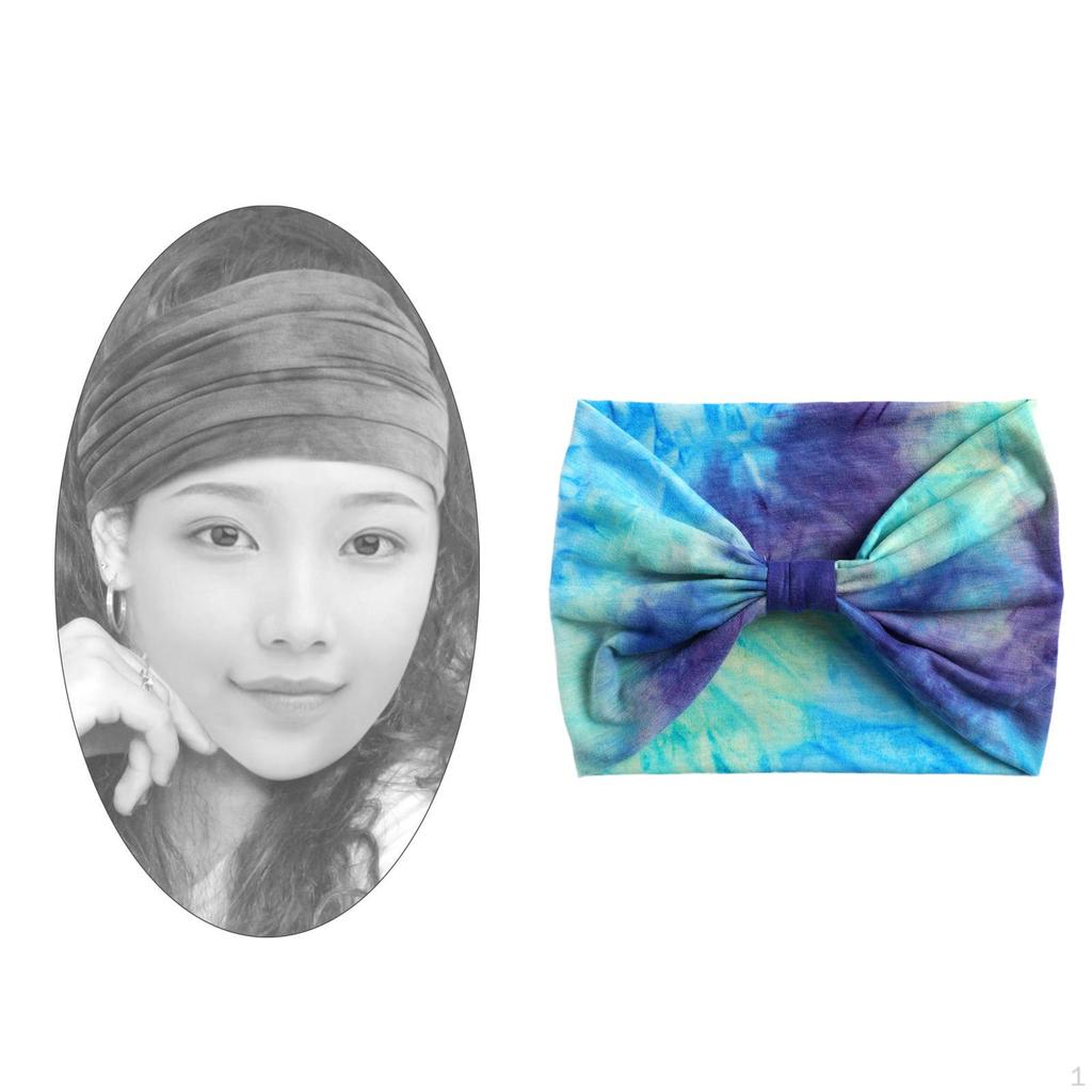 Wide Headband for Women Tie Dye Athletic Elastic Girls Moisture Wicking Bandana
