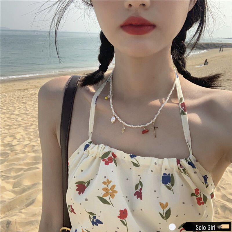 Solo Girl Summer Floral Bowknot Halter Tie-Up Dress