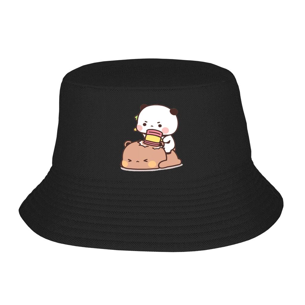 Street Panda Bear Couple Anime Cartoon  Bucket Hat Unisex Packable Outdoor Sports Bubu And Dudu Fishing Caps Travel Headwear Bob