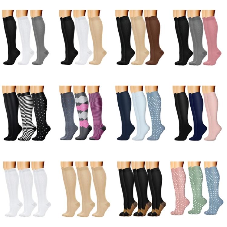 3 Pairs Comfortable and Wear Resistant Compressed Long Socks Leg Health Stockings for Gym Workouts and Extended Travel