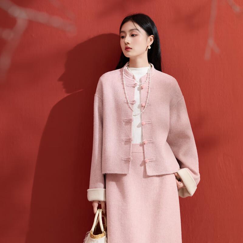 Manteau Court Double Face en Laine d'Agneau Sancai - Brume & Sourire Coucher de Soleil