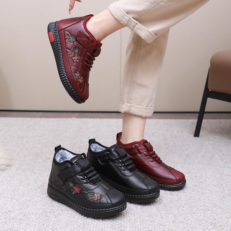 Dámské nepromokavé zimní boty pro seniorky, plyšová podšívka, boty do chladného počasí, protiskluzové teplé sněhule, pohodlné pro babičku