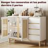 Sideboard, Storage Unit, 2 Doors, 4 Drawers, Adjustable Shelf, 120 x 40 x 86 cm, White and Oak