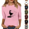 3/4 Sleeve Tops For Women T-Shirt Casual  Print Tops T Shirt Round Neck Pullover Blouse
