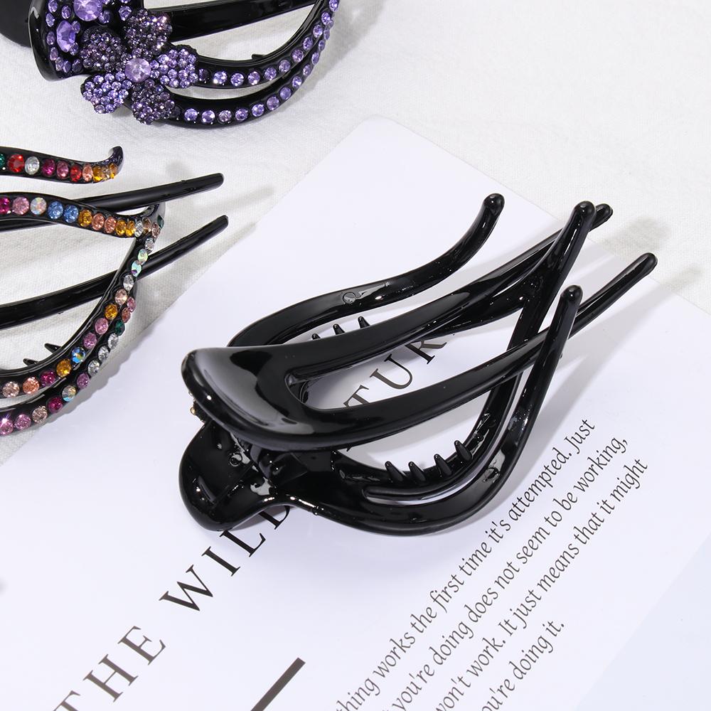 Crystal Headwear Hairpins Flexible Rhinestone Hair Clip Hollow Claws Acrylic Heart  Flower