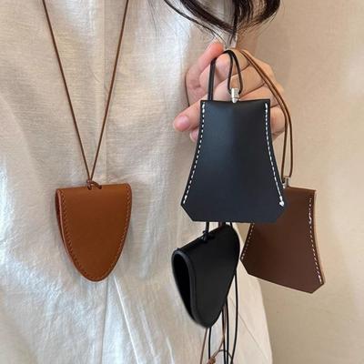 Leather Eyeglasses Storage Bag Pendant Storage Hanging Rope Hanging Neck Pouch Glasses Clip