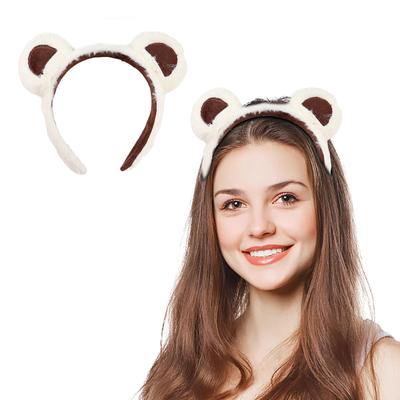 2 Stück Lustiger Bärenohr-Haarreif Cartoon Plüsch-Haarband Musikfestival Kopfschmuck Damen Gesichtsreinigung Haarband für den täglichen Gebrauch