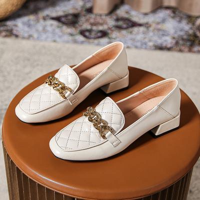 Primavera Nuevo Suela Blanda Punta Cuadrada Tacón Bajo Zapatos Individuales de Mujer Combinan con Todo Zapatos Doudou Boca Baja de Hada Suaves Zapatos de Mujer
