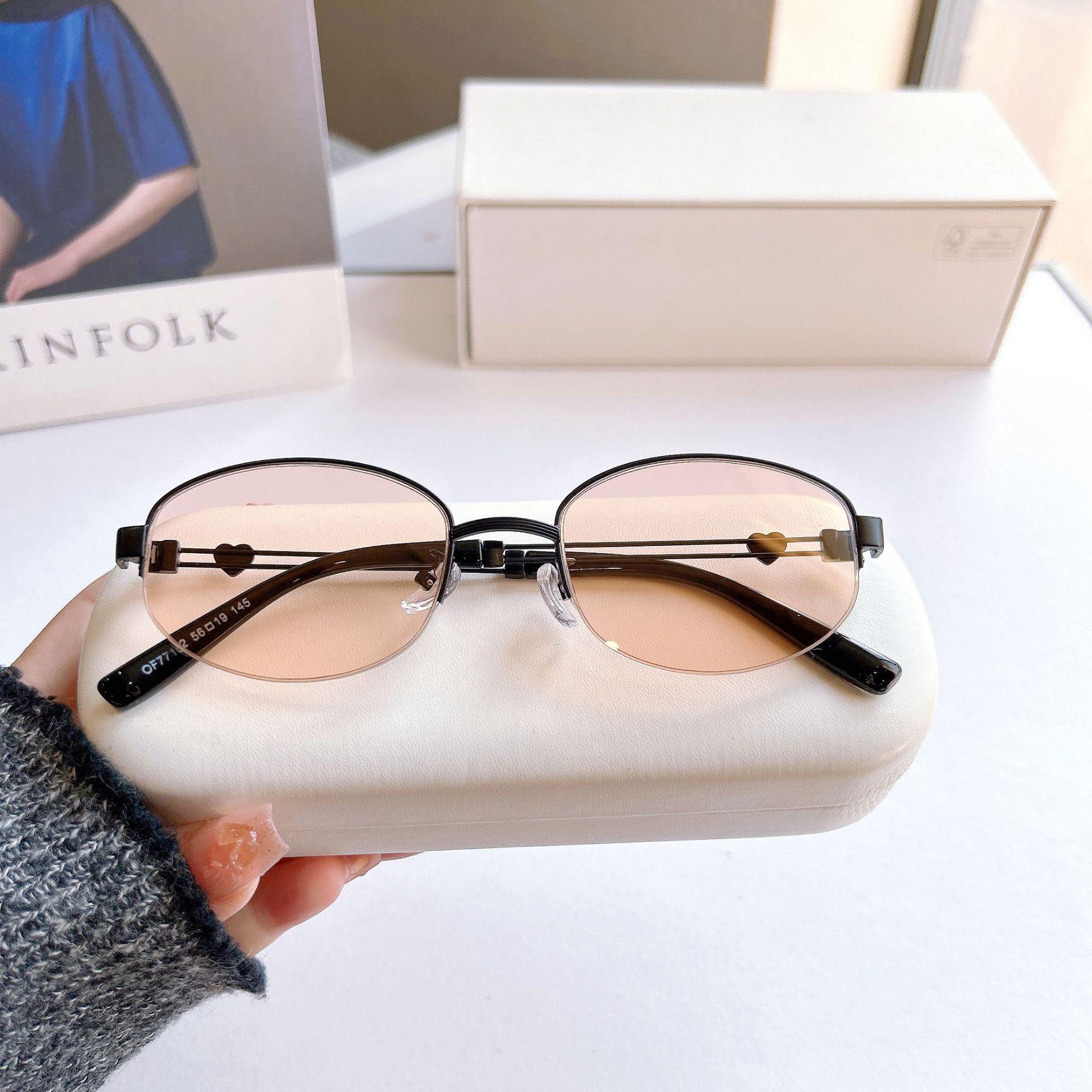 2026 European & American Fashion Oval Metal Sunglasses - Small Half-Frame, Trendy UV Protection