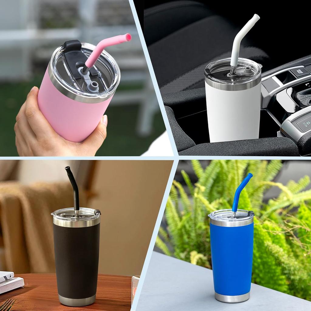 Stainless Steel Straws with Silicone Tips,Reble Metal Straws for 20 oz Tumblers & 16 oz Glass Cups,8.26" Long 0.31" Wide Drinking Straw,BPA-Free &