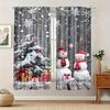Christmas Snowman Gift Snowflake Pattern Printed Curtains Home Decoration Room Curtain Set Of 2 Made Polyester Washable
