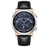 Paulareis Automatic Mechanical Leather Rotating Star Rose Gold Carved Watch for Men PP03