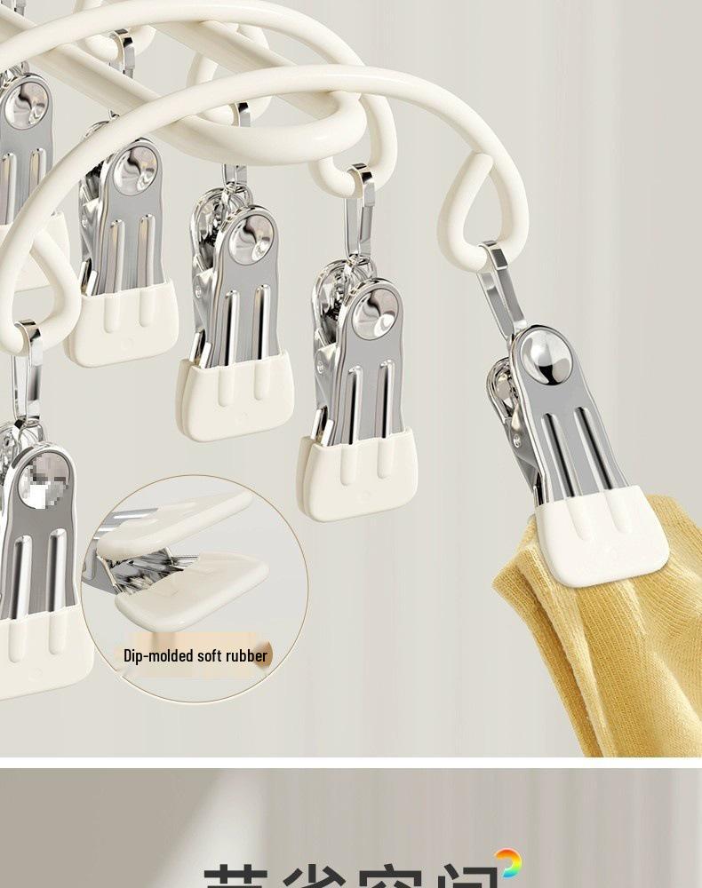 Windproof Stainless Steel Multi-Clip Sock & Underwear Drying Rack