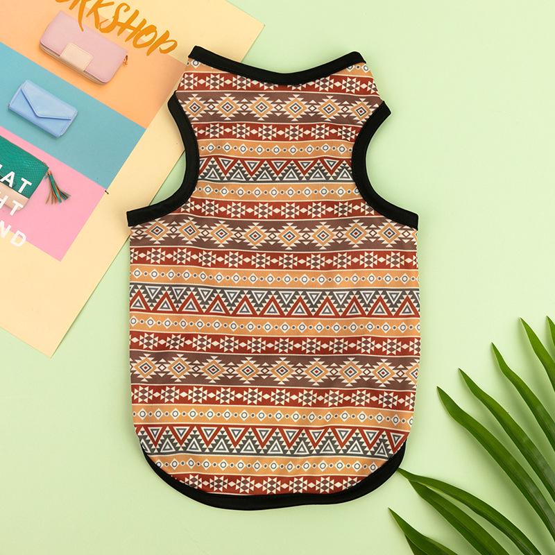 Ethnic Style Summer Short Sleeve Pet Vest for Cats and Small Dogs