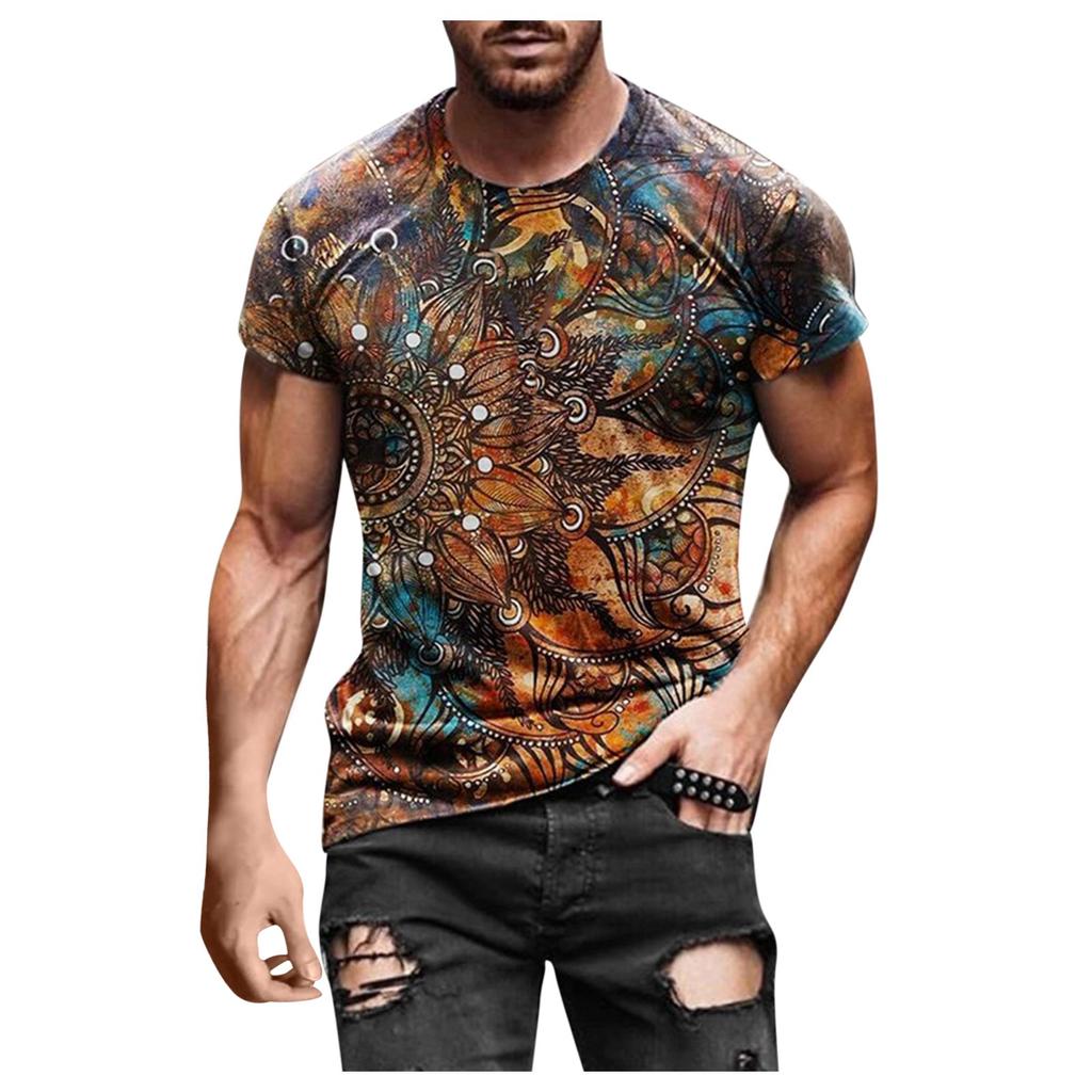 Plus Size Men Short Sleeve 3D Printed  Tops Tee T-Shirt Blouse