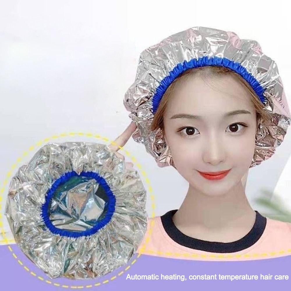 Aluminum Foil Self-heating Tin Foil Hat Waterproof Reusable Heat Elastic Coloring Hat Hair Steamer Hair Dye Tools Bathing Cap