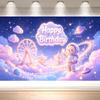 Astronaut Theme Birthday Party Backdrop Cartoon Galaxy Planet Rocket Cute Bear Space Themed Kids Dream Background Room Banner