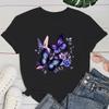(Premium T-shirt)Hot Sales Flowers Butterfly T Shirts Women Summer Cool Short Sleeves Personality Harajuku T-Shirt