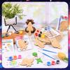 12 Pcs Astronaut Space Birthday Theme Party Favors Wooden Painting Crafts Kits Bulk With Game Cards Paint Brushes Decorations Fo