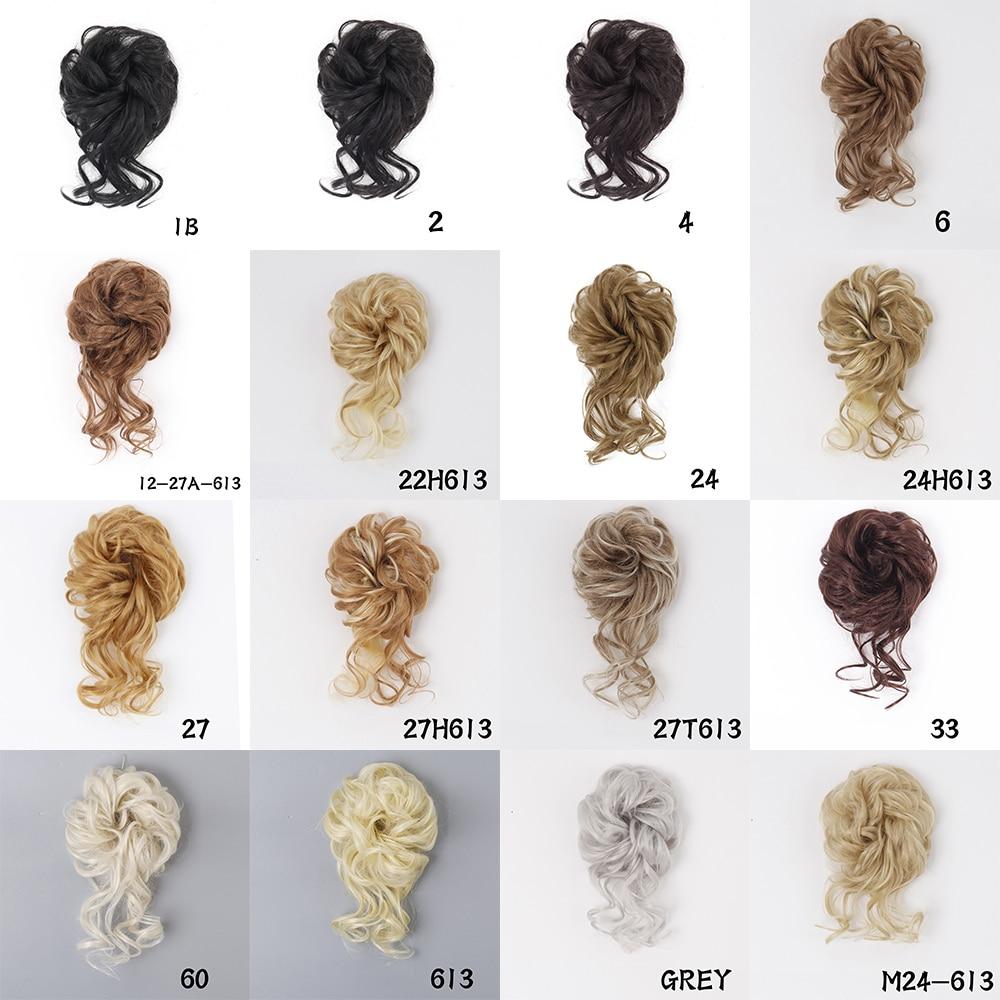 MISSQUEEN Synthetic Hair Bun Chignon Messy Curly Hair Band Elastic Scrunchy False Hair Pieces for Women Hairpins Black Brown