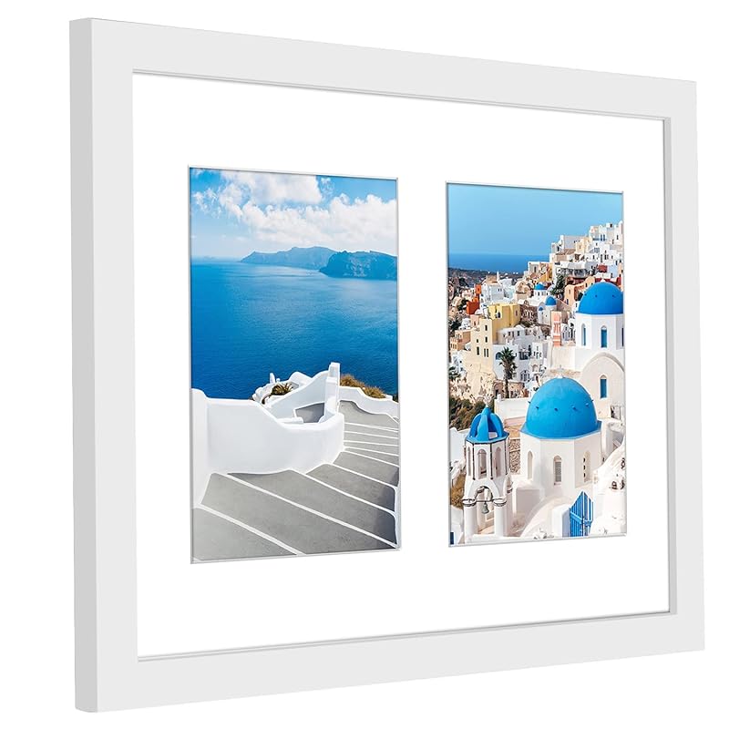 Americanflat 5x7 Double Picture Frame in White - Use as One 11x14 Picture Frame Without Mat or Two 5x7 Frames with Mat - белый