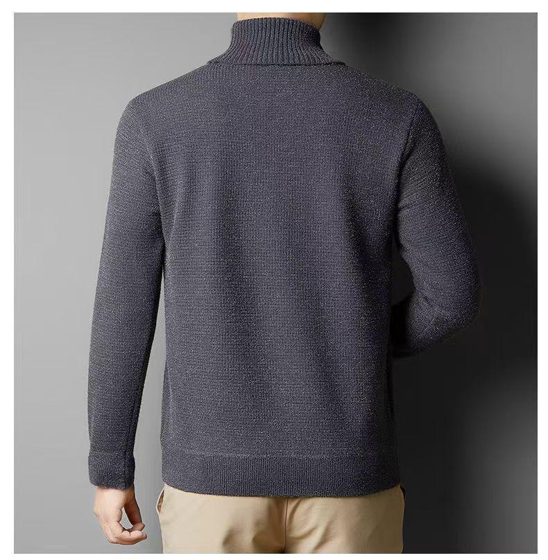 Men's Wool Blend High Neck Sweater - 2025 Autumn/Winter Casual Printed Knitwear