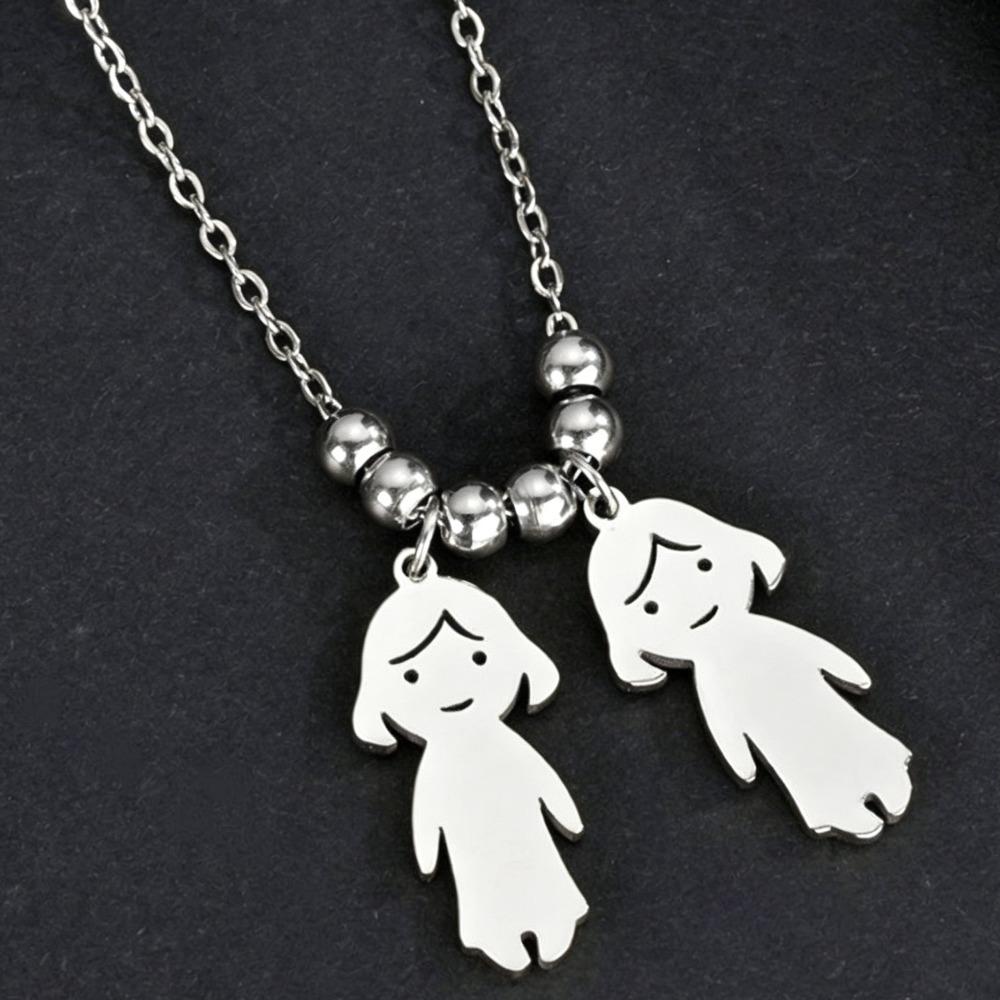 Stainless Steel Boy Girl Necklace Pendant Lover Necklace Choker Family Necklace Lovers