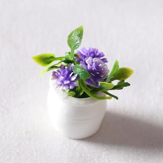 Mini Pot Plant High Simulation Accessories Vivid Color Pot Plant Dollhouse Decor for Landscape