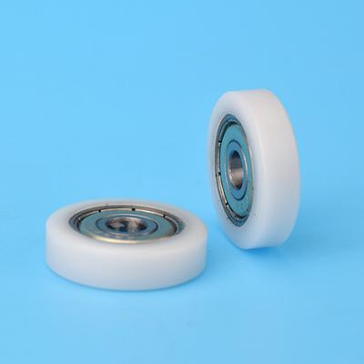 5PCS 6*25*7mm Flat Pulley Nylon Bearing Steel Plastic Coated   Roller Door and Window Wheel Jockey