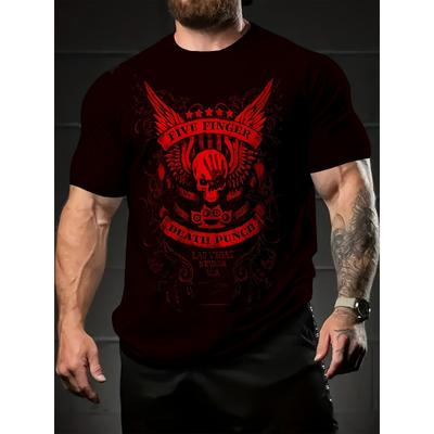 Taglie Europee T-shirt da Uomo a Maniche Corte con Lettere Vintage e Motivi Teschio