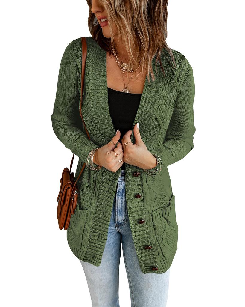 Azura Exchange Button Closure Cardigan with Front Pocket