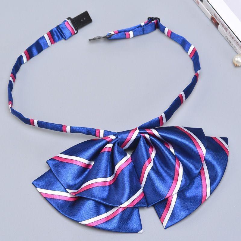 Business Attire Double Layer Bow Tie For Women With Polyester Material And Button Fastening