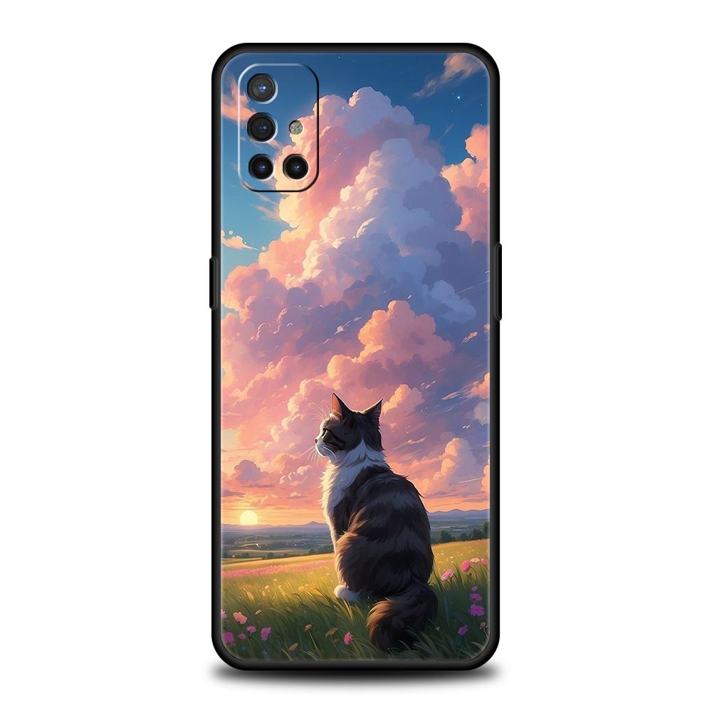 

Phone Case For Oneplus 13R 12R 13 12 10T 10R Nord N100 N200 N10 10 9 9R 9RT CE 2 Z Pro 5G Soft TPU Cover Funny Sunset Cat Fundas 9RT 5G