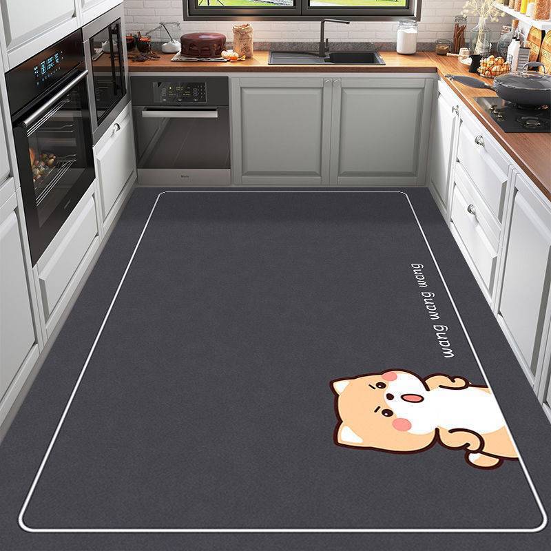 Diatom Mud Carpet, Kitchen Floor Mat, Oil Resistant and Dirt Resistant Foot Mat, Anti Slip Pad, Water Absorbing Rug Oil Absorbing, Fully Laid Carpet