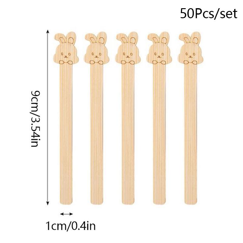 

50 шт. Натуральные деревянные мультяшные палочки для мороженого, деревянная палочка, ложка для мороженого, ручное искусство, мороженое, кубик льда, леденец, инструмент для торта