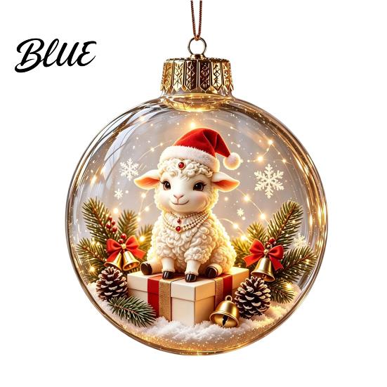 Transparent Christmas Sphere Light Flat 3D with Ball Ornament Gifts Lighted Warm LED Winter Decorative