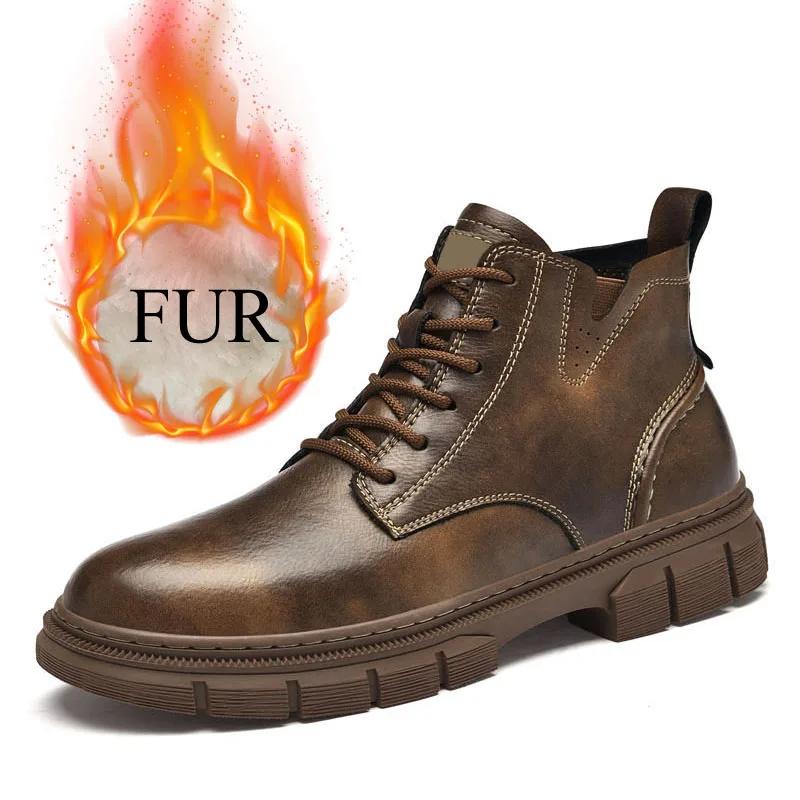 

Зимние ботинки для пустыни, мужские ботинки на шнуровке в стиле ретро коричневого цвета, из натуральной кожи, водонепроницаемые, износостойкие, спортивные ковбойские сапоги 45