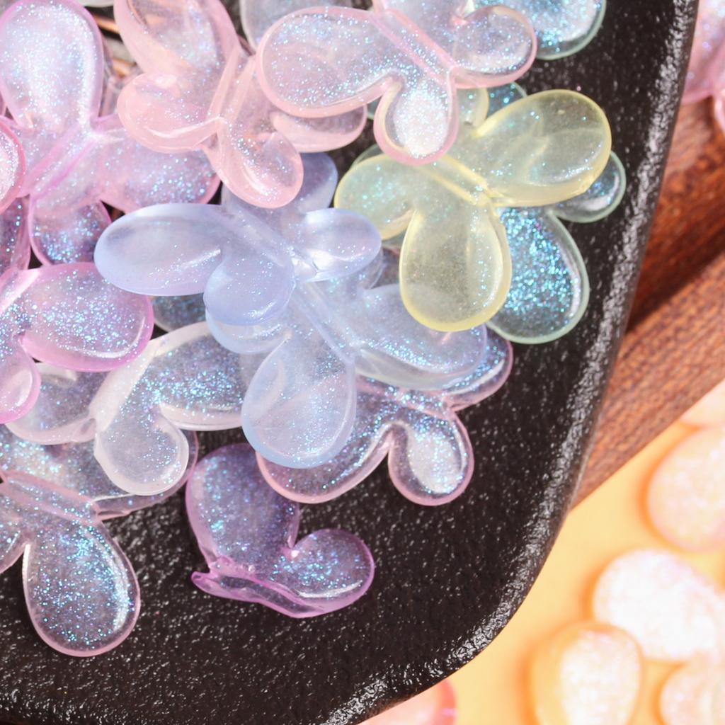 20Pcs Fashion Sparkling Acrylic Transparent Butterfly Beads DIY Jewelry Accessories