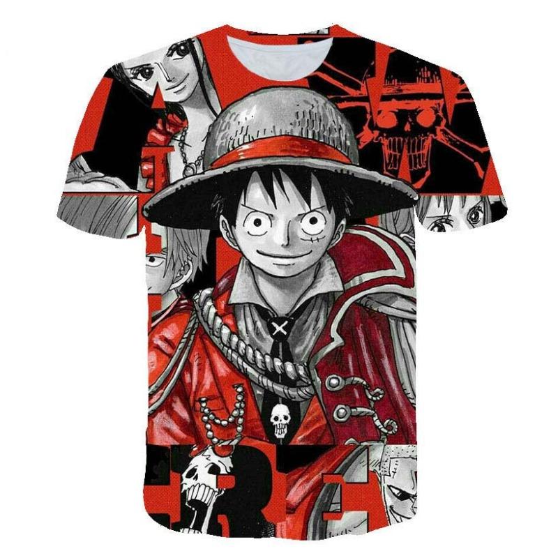 European and American Trendy New One Piece Rubber Man Luffy 3D Digital Printed Cartoon Cool Boy T-shirt